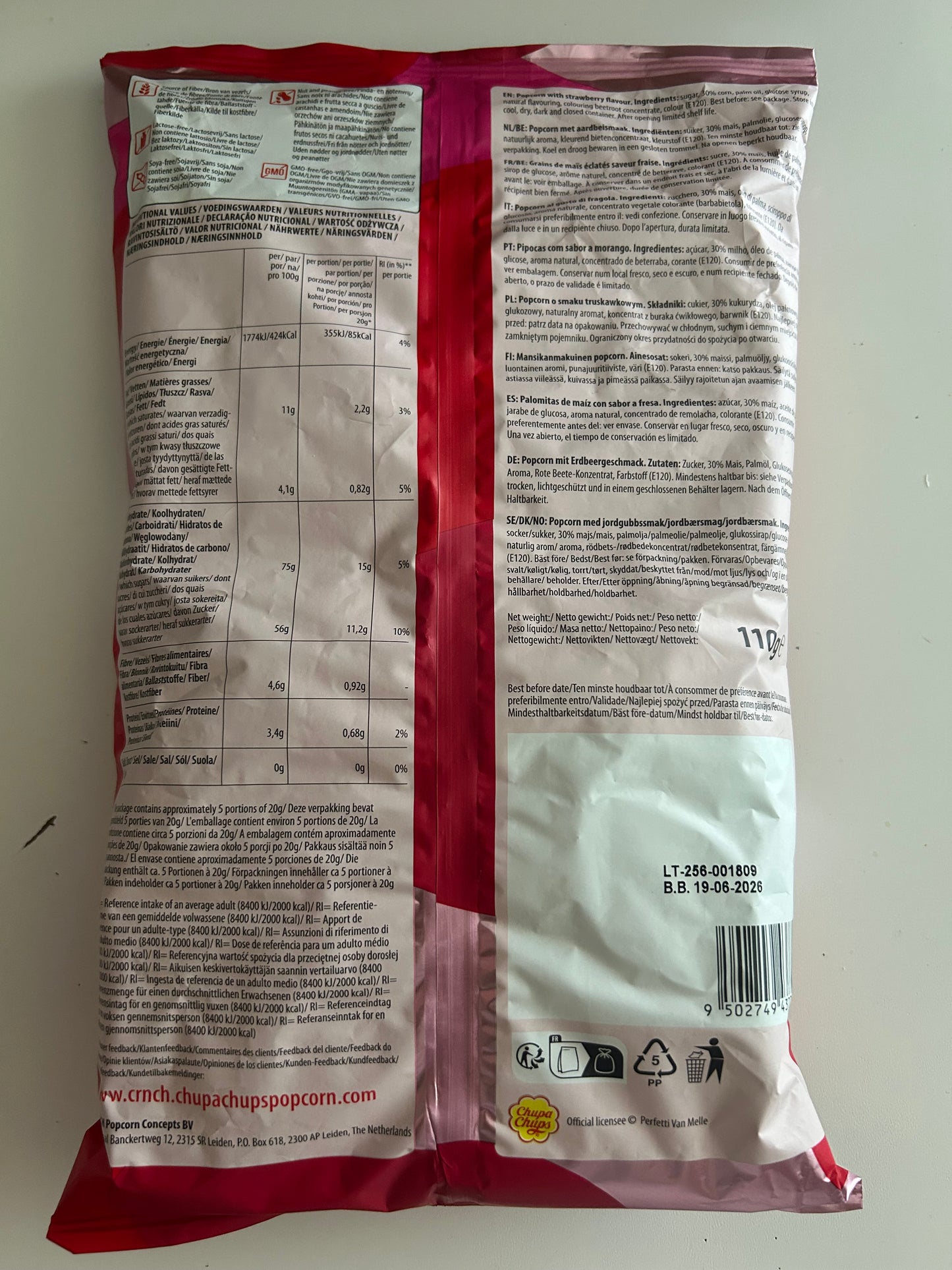 Pop Corn Fraise (110g)